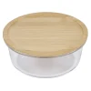 Sale Gifi Boîte de conservation ronde en verre avec couvercle en bambou 850 ml