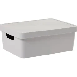 Gifi Rangement|Boîte de rangement avec couvercle grise 11 L