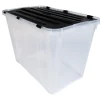 Gifi Rangement|Boîte de rangement avec couvercle noir 60 L