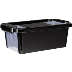 Gifi Aménagement Atelier^Boîte de rangement avec couvercle noir transparent 4L