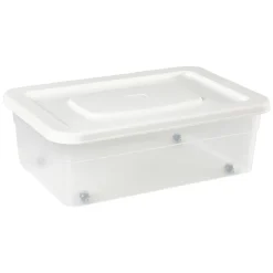 Gifi Rangement|Boîte de rangement avec roulettes et couvercle 25 L