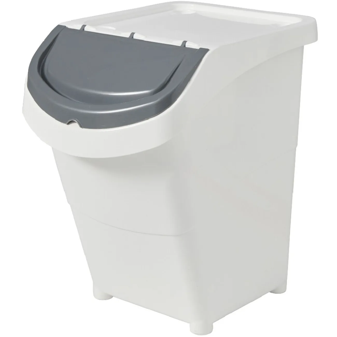 Gifi Rangement|Boîte de rangement blanche avec couvercle 40 L
