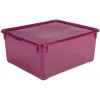 Gifi Entretien Du Linge|Boîte de rangement à couvercle violette 18 L