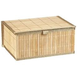 Gifi Rangement|Boîte de rangement déco lattes en bambou L29 x L23 cm
