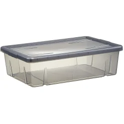 Gifi Rangement|Boîte de rangement dessous de lit noir transparent 28L