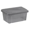 Gifi Rangement|Boîte de rangement gris fumé avec couvercle 4,4L