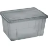 Gifi Rangement|Boîte de rangement gris fumé avec couvercle 30L