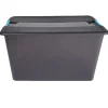 Gifi Rangement|Boîte de rangement Kliker avec couvercle à clips fumé 48 L