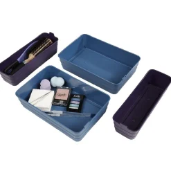 Gifi Entretien Du Linge|Boîte de rangement plastique bleu violet x4