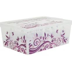 Gifi Entretien Du Linge|Boîte de rangement plastique 10 L design arabesque
