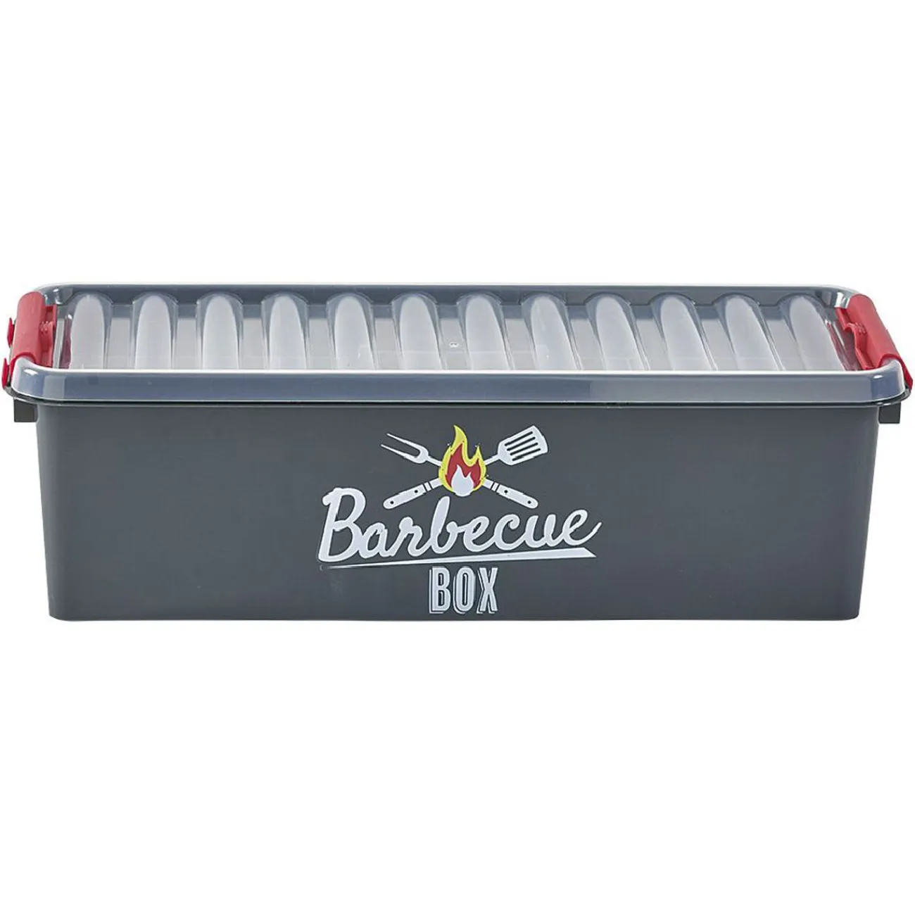 Gifi Entretien Du Linge|Boîte de rangement plastique pour barbecue grise et rouge