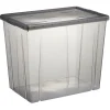 Gifi Rangement|Boîte de rangement ransparente avec couvercle gris 82L