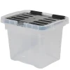 Gifi Rangement|Boîte de rangement transparente à couvercle noir à clips 9 L