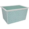 Gifi Rangement|Boîte de rangement vert et blanc exotique 50 L