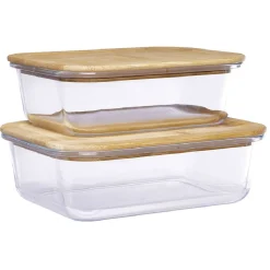 Online Gifi Boîte en verre avec couvercle bambou x2