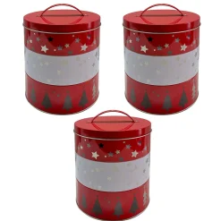 Discount Gifi Boîte à gâteaux ronde métal imprimé Noël 3 niveaux
