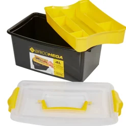 Gifi Rangement|Boîte à outils avec rangement amovible noir jaune 4L