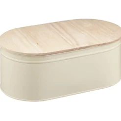 Outlet Gifi Boîte à pain ovales en métal et bambou beige naturel