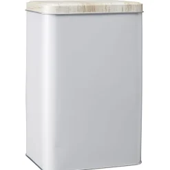 Outlet Gifi Boîte rectangulaire en métal gris avec couvercle effet bois