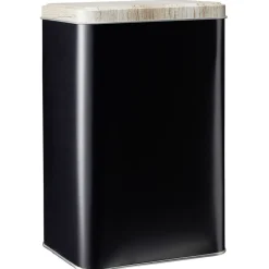 Clearance Gifi Boîte rectangulaire en métal noir avec couvercle effet bois