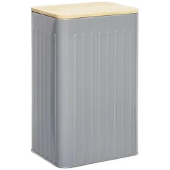 Online Gifi Boîte rectangulaire métal embossée couvercle bambou 12,8x10xH20,5cm