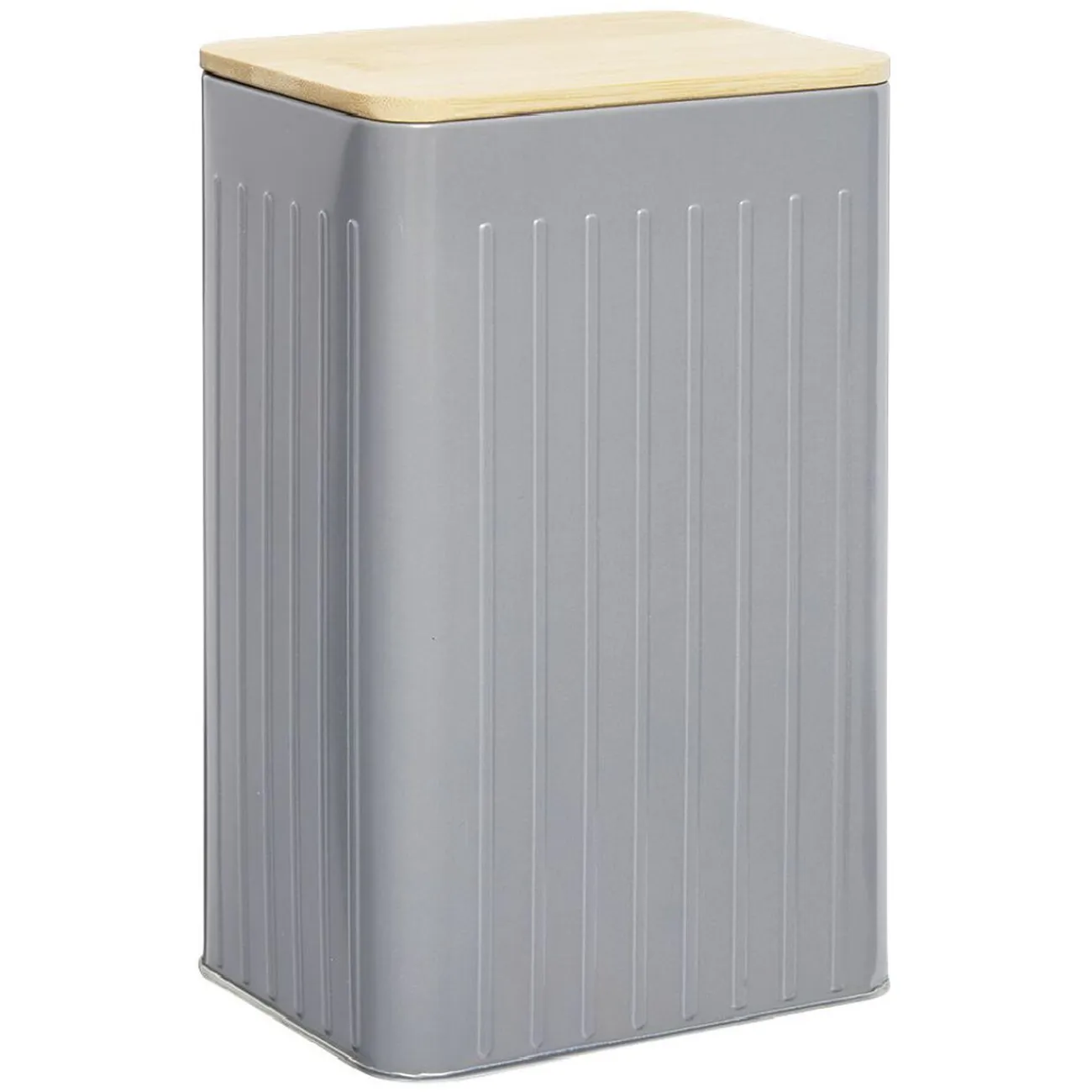 Online Gifi Boîte rectangulaire métal embossée couvercle bambou 12,8x10xH20,5cm