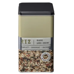 Sale Gifi Boîte à riz carrée en métal décorée beige