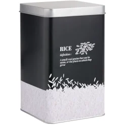 New Gifi Boîte à riz en métal noir et gris design rice - 10,7x10,7xH.17,5cm