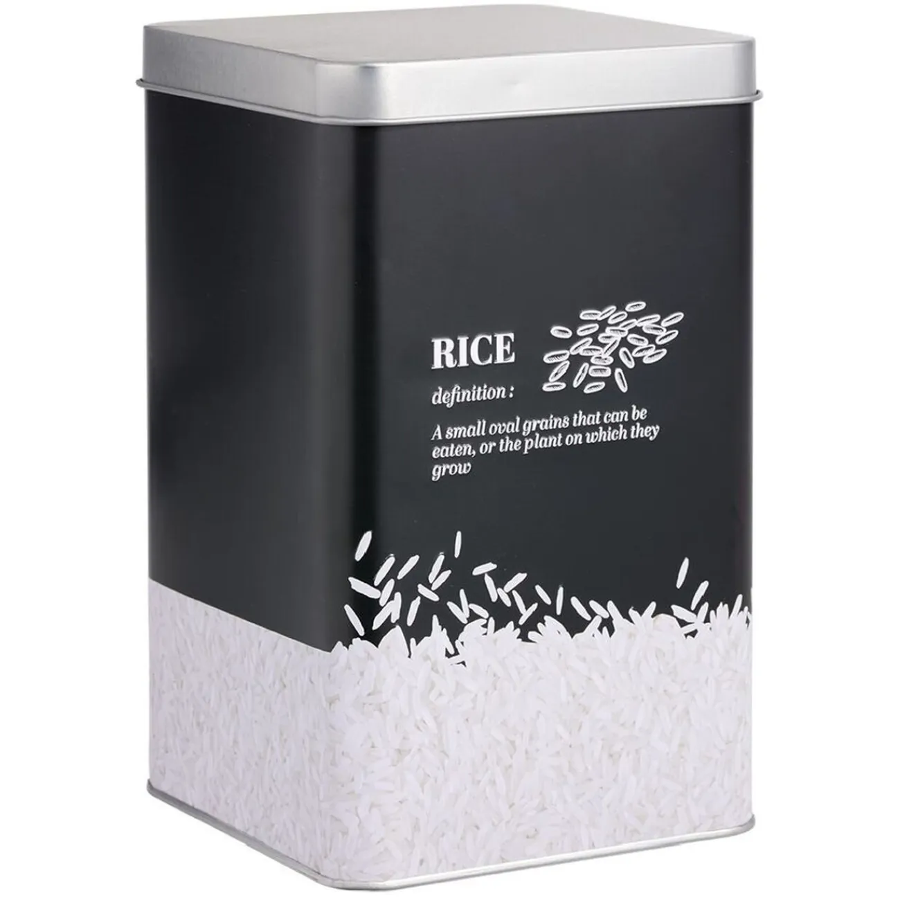 New Gifi Boîte à riz en métal noir et gris design rice - 10,7x10,7xH.17,5cm