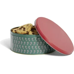 Clearance Gifi Boîte ronde en métal Ø22cm motif sucres d'orge rouge et vert