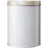 Sale Gifi Boîte ronde en métal gris avec couvercle effet bois