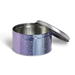 Discount Gifi Boîte ronde en métal violet irisé et gris argenté Ø13,5xH7cm