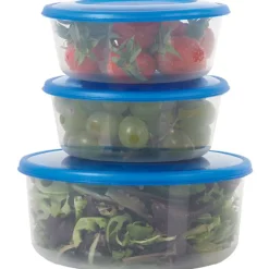 Discount Gifi Boîte ronde micro onde couvercle bleu x3 plastique