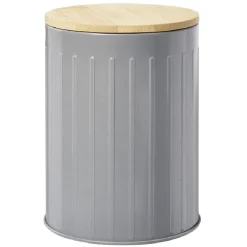 New Gifi Boîte ronde métal embossée avec couvercle bambou Ø10xH13,5cm