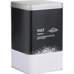 Discount Gifi Boîte à sel en métal noir et gris design salt - 10,7x10,7xH.17,5cm