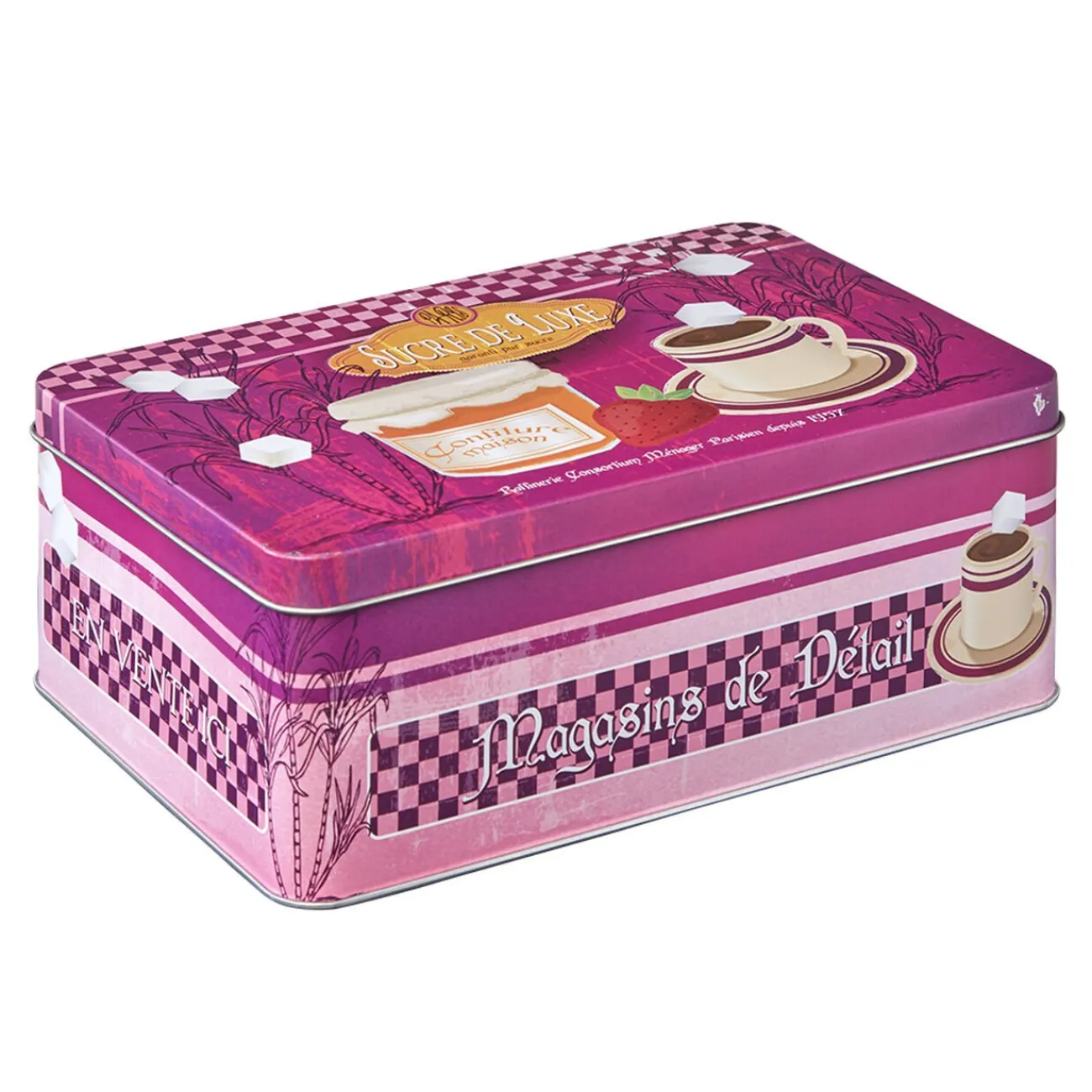 New Gifi Boîte à sucre en métal design vintage luxe rose fuchsia