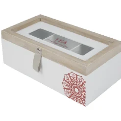 Online Gifi Boîte à thé blanc naturel motif rosace
