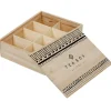 New Gifi Boîte à thé noir naturel 8 casiers avec couvercle coulissant