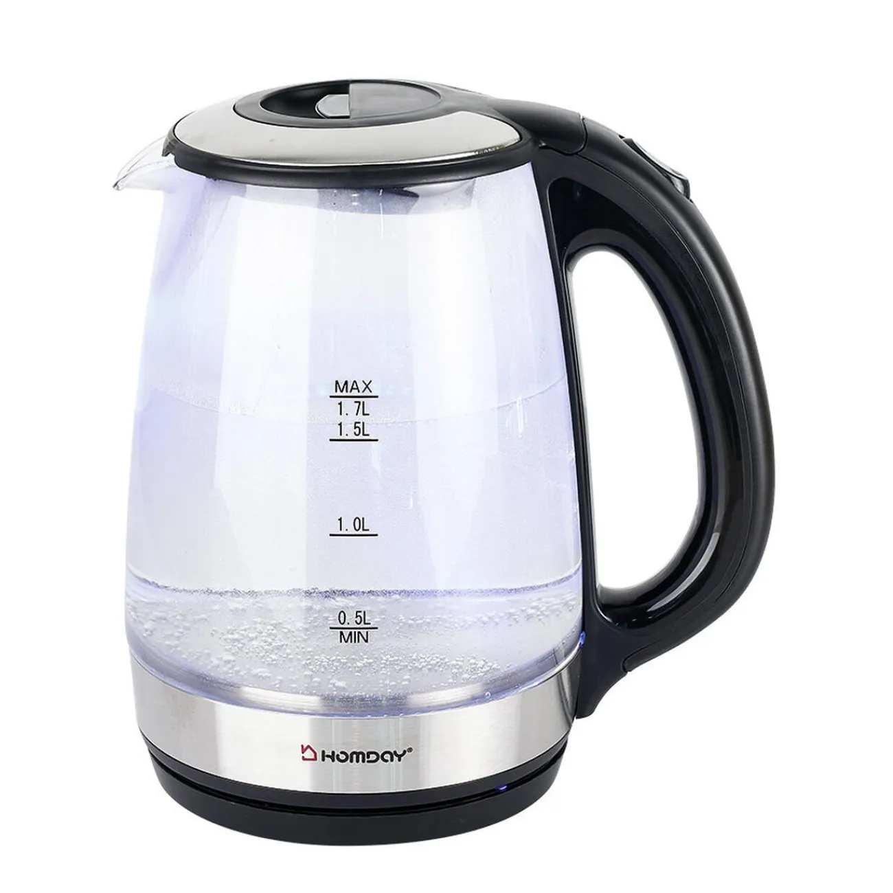 Discount Gifi Bouilloire en verre Homday électrique à LED bleu 1,7L