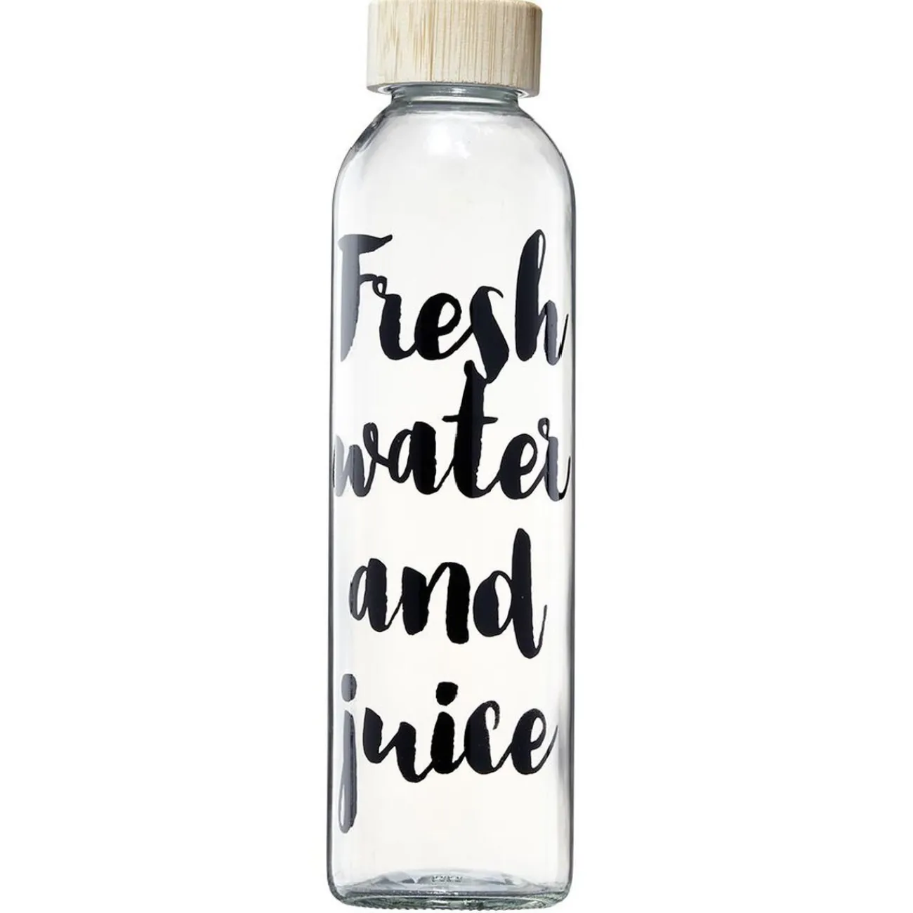 Sale Gifi Bouteille en verre inscription noire avec bouchon en bambou 730 ml