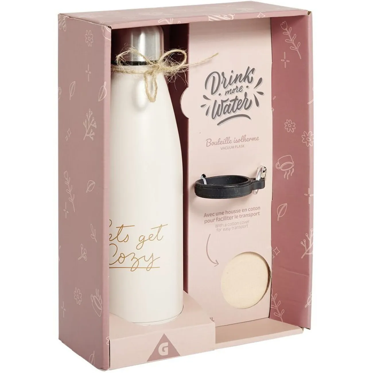 Discount Gifi Bouteille isotherme 480ml avec housse rose