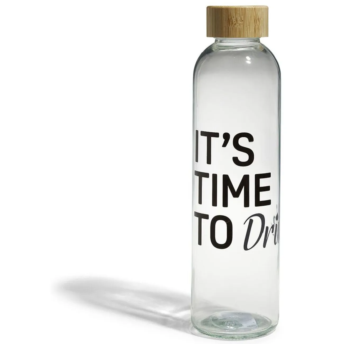 Sale Gifi Bouteille verre transparent design noir avec bouchon bambou 730ml
