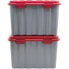 Gifi Rangement|Box de rangement bricolage 54 L gris et rouge x2