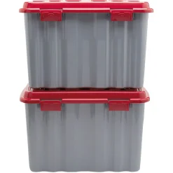 Gifi Rangement|Box de rangement bricolage 54 L gris et rouge x2