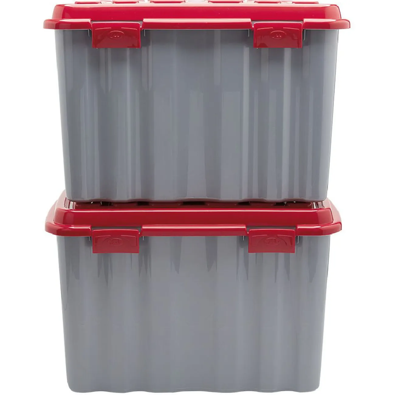 Gifi Rangement|Box de rangement bricolage 54 L gris et rouge x2
