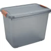Gifi Rangement|Box de rangement à couvercle XXL 69 L gris