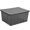 Gifi Rangement|Box de rangement à double ouverture noir fumé 48 L