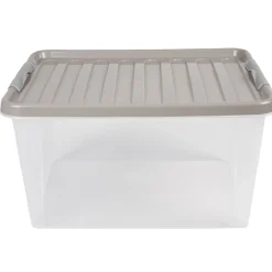 Gifi Entretien Du Linge|Box de rangement grise 31 L à clip