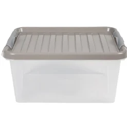 Gifi Entretien Du Linge|Box de rangement grise 14 L à clip