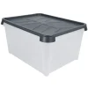 Gifi Entretien Du Linge|Box de rangement hermétique 33 L transparent et gris